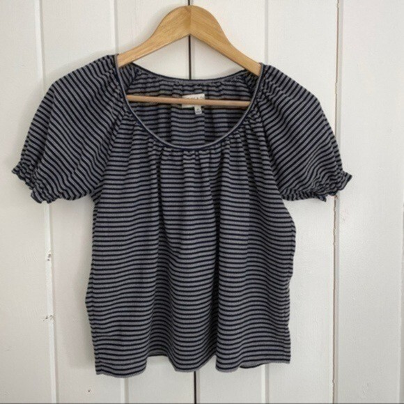 Madewell Texture & Thread Peasant Stripe Puffed Sleeve Top​​​​​ - Picture 1 of 8